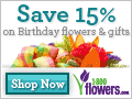 Save 15% on Birthday Flowers & Gifts