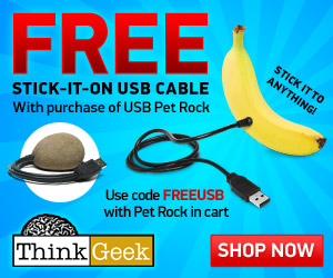 Free Pack of Stick-On USB Cables with every Pet Rock
