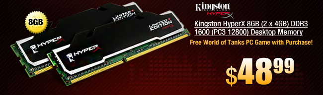 Kingston HyperX 8GB (2 x 4GB) DDR3 1600 (PC3 12800) Desktop Memory