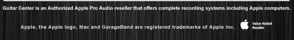 Guitar Center is an Authorized Apple Pro Audio reseller that offers complete recording systems including Apple computers. Apple, the Apple logo, Mac and GarageBand are registered trademarks of Apple Inc.