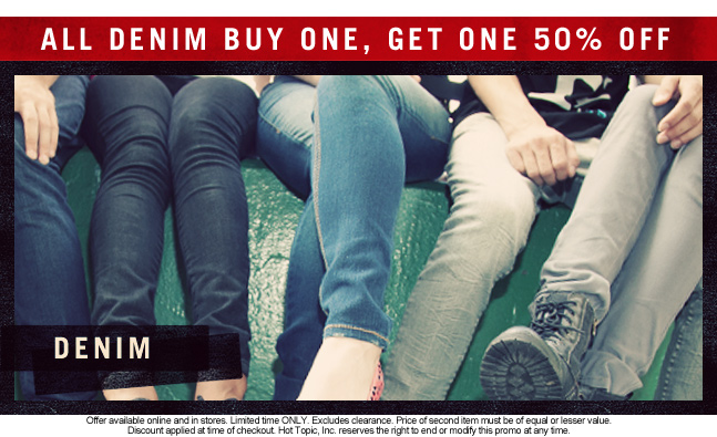 Buy 1 Get 1 50% off all Guys & Girls Denim