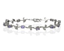 All Natural Tanzanite and Diamond Bracelet in .925 Sterling Silver - $49 
