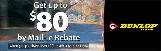 $80 by Mail-In Rebate On select Dunlop tires