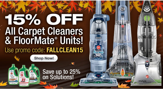 15% OFF All Carpet Cleaners and FloorMate Units