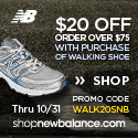 $20 off orders over $75 with the purchase of a walking shoe