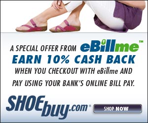 10% cash back when you checkout using eBillme