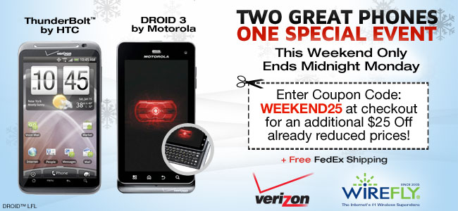 Get the DROID 3 for $25 with a new Verizon Wireless contract