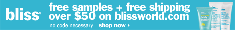 visit blissworld.com for free samples with every order + free shipping over $50!