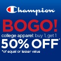All Collegiate Apparel Buy One Get One 50% Off