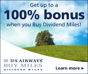 Get up to 100% bonus US Airways Dividend Miles when you buy miles