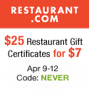 $25 Restaurant Gift Certificates for $7