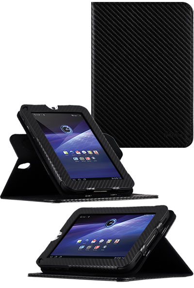 HHI Toshiba Thrive 7 360 Dual-View Multi Angle Folio Case Cover - Carbon Fiber