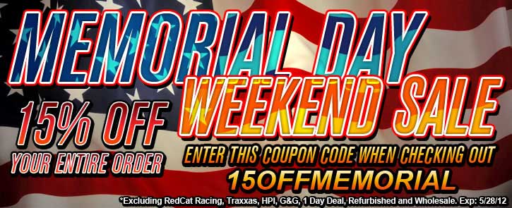 15% OFF Memorial Day Weekend