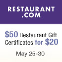 $50 Restaurant Gift Certificates for $20