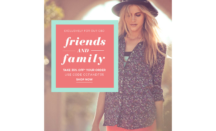 35% off any order during the Friends & Family Event
