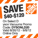 $40 - $120 on Select Dyson Vacuums