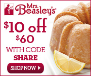 Save $10 on your order of $60 or more of Mrs. Beasley's baskets