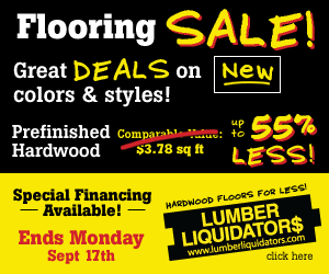 Up to 55% less on prefinished hardwood floors