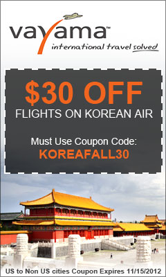 $30 off on any Korean Air flight from the US to any international destination