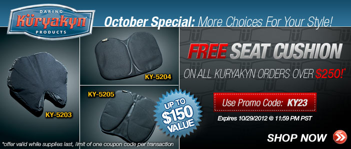 Free Seat Cushion on All Kuryakyn Orders $250+