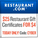 $25 restaurant gift certificates are available for only $4