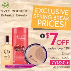 Enjoy $7 OFF with orders over $30 at Yves Rocher!