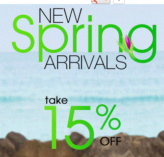 Take 15% off New Spring Arrivals