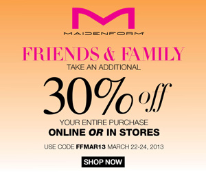 Friends & Family Event at Maidenform.com: 3 Days Only Take an Additional 30% Off Sitewide!