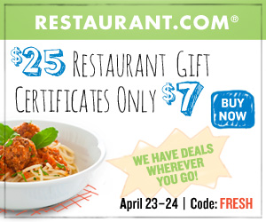 $25 Restaurant Gift Certificates for $7