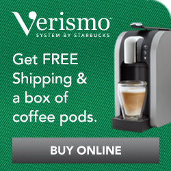 Get FREE shipping and a box of coffee pods when you order any Verismo machine