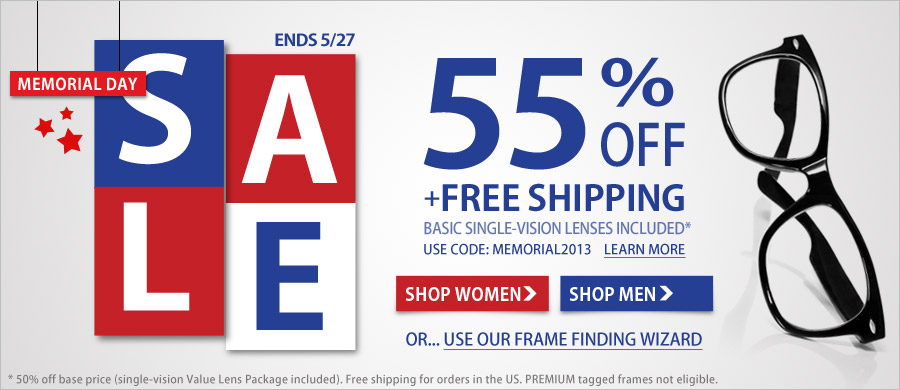 55% off all frames+ free shipping for all US orders