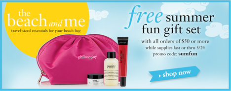 Free gift set with all orders $50 or mor