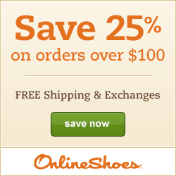 25% on regularly priced shoes when you spend $100 or more