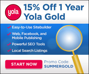 Get 15% Off 1 year Yola Gold