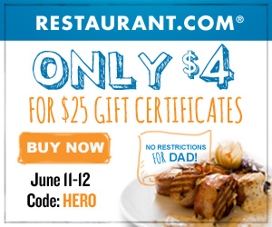 $25 Restaurant.com Gift Certificate for $4