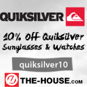10% Off All Quiksilver Sunglasses and Watches
