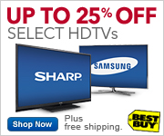 Up to 25% Off Select HDTVs, Plus Free Shipping