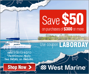 Celebrate Labor Day & Save $10 off $100, $20 off $200 or $50 off $300 purchases at West Marine