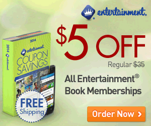 Enjoy $5 Off All Entertainment Books + Free Shipping