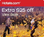 $25 off your next booking of $200 or more at Hotels.com