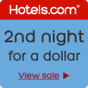 Buy one night, get the 2nd night for a dollar at Hotels.com