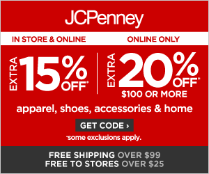 Get an extra 15% off in store and online or an extra 20% off $100 or more online only on apparel, shoes, accessories and home